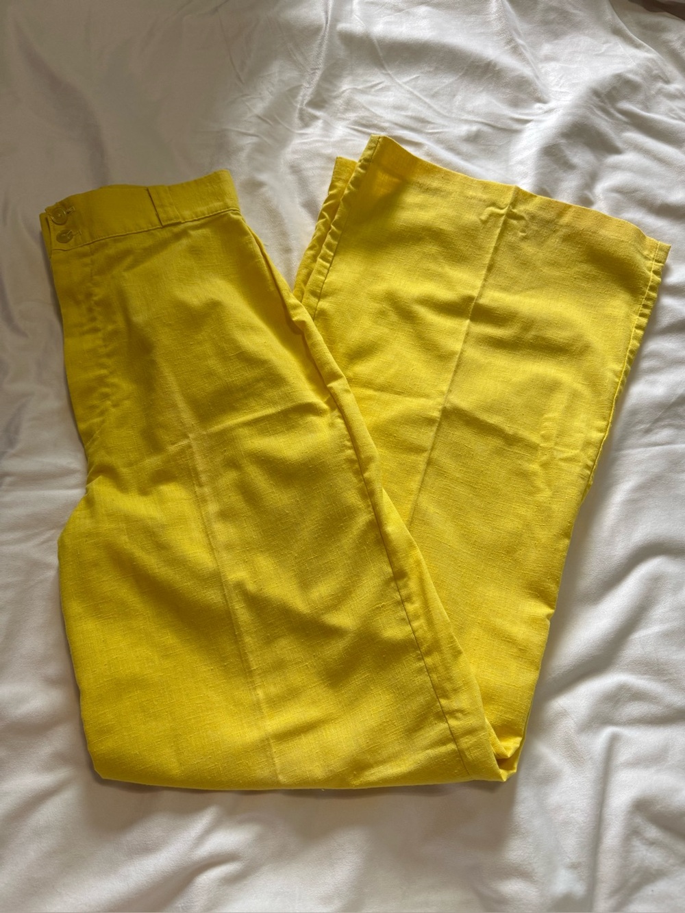 Vintage Women’s 70’s Style Yellow Linen Palazzo Pants